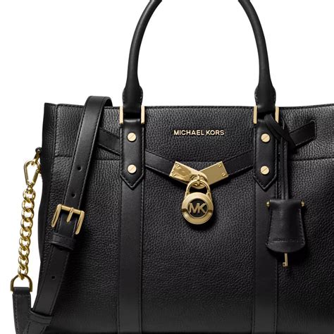 michael michael kors nouveau hamilton large pebbled leather satchel|Michael Kors Hamilton studded bag.